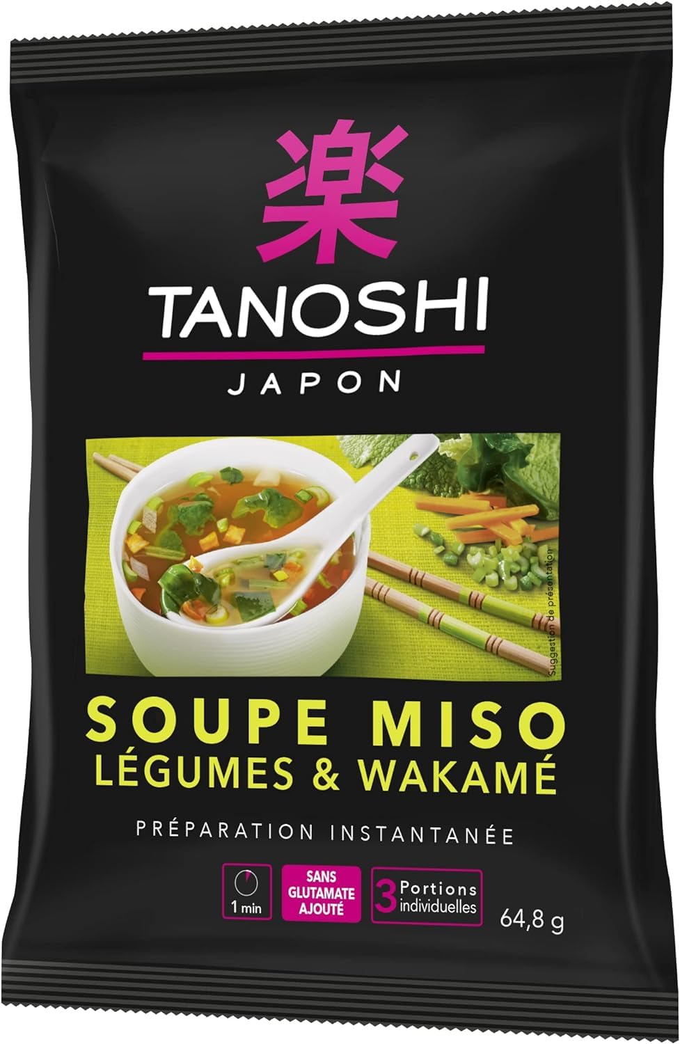 TANOSHI - Soupe Miso Tofu - Soupe Instantanée - 3 Personnes - Sans Glutamate Ajouté - 60, 9 g