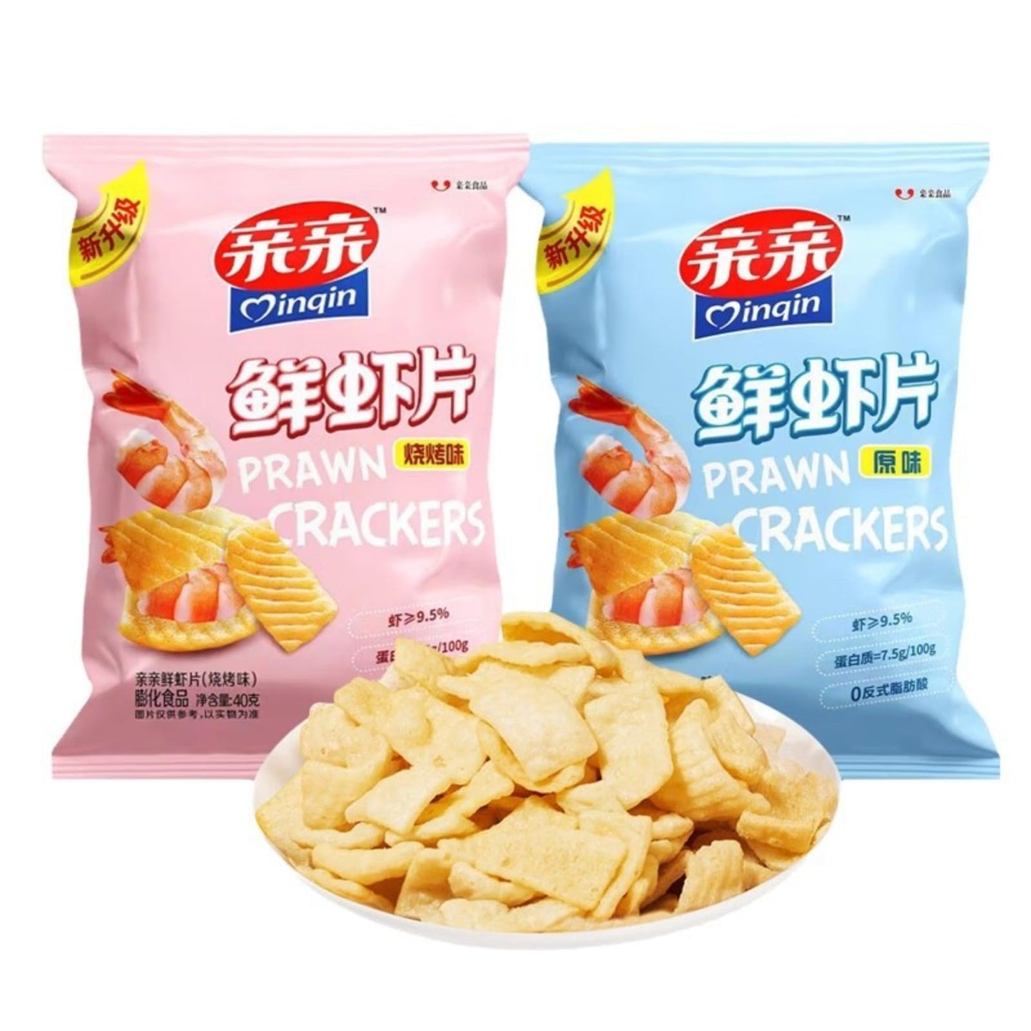 JOIYSVEN - Croustilles de Crevettes - 3x40g (Nature ou BBQ) - Snack Craquant aux Crevettes - Collation Asiatique (Barbecue)
