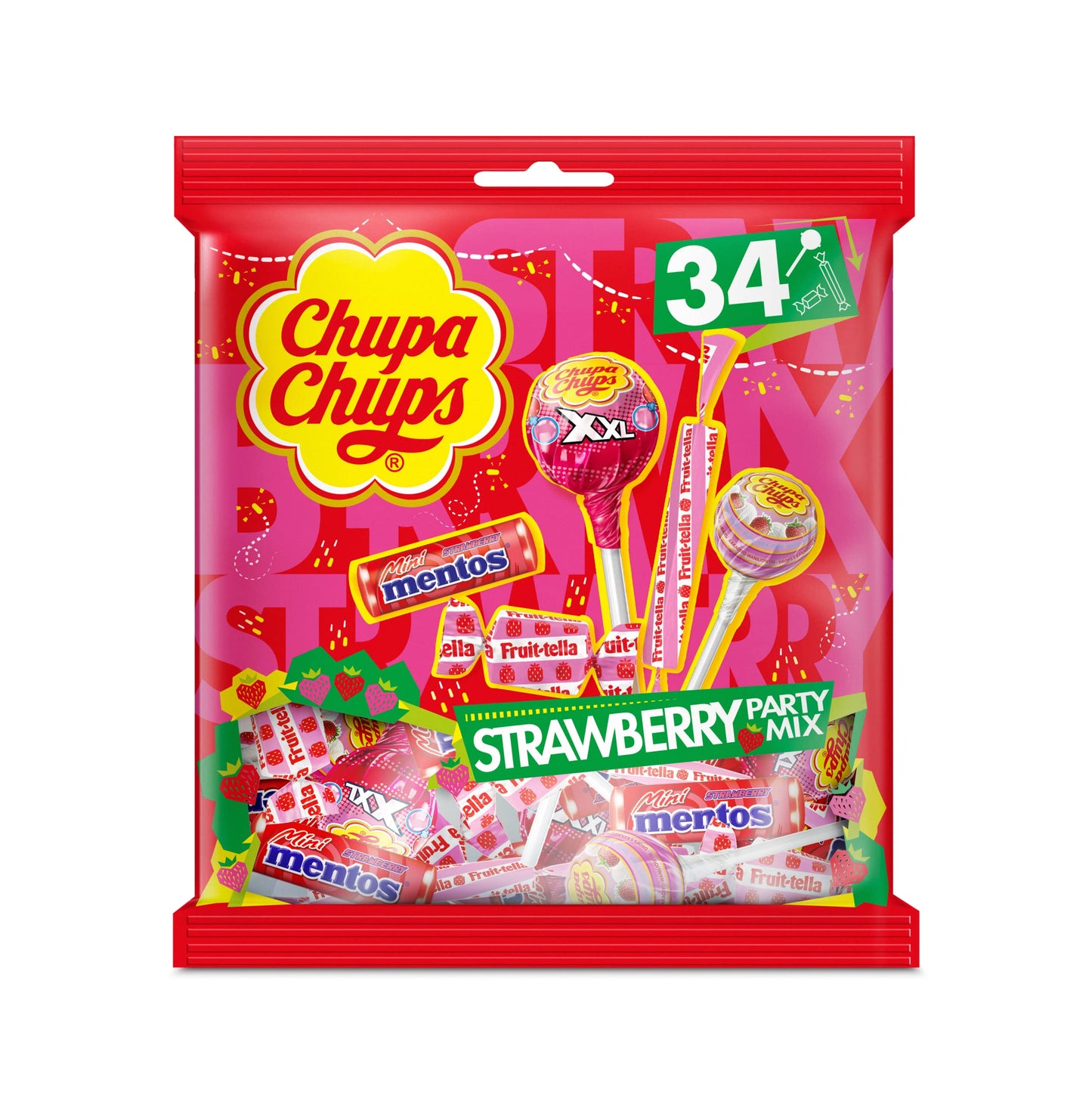 Chupa Chups - Tubo de 100 Sucettes - Parfums Choco/Vanille, Lait/Fraise, Caramel - 0 Pour cent de Matières Grasses - Idéal pour Fêtes d'Anniversaires - Boite Milky de 1,2 Kg