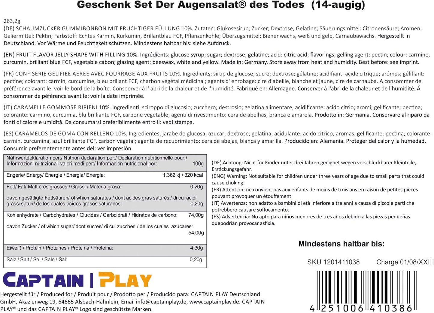 CAPTAIN PLAY Halloween Bonbon Salade de Yeux 263g
