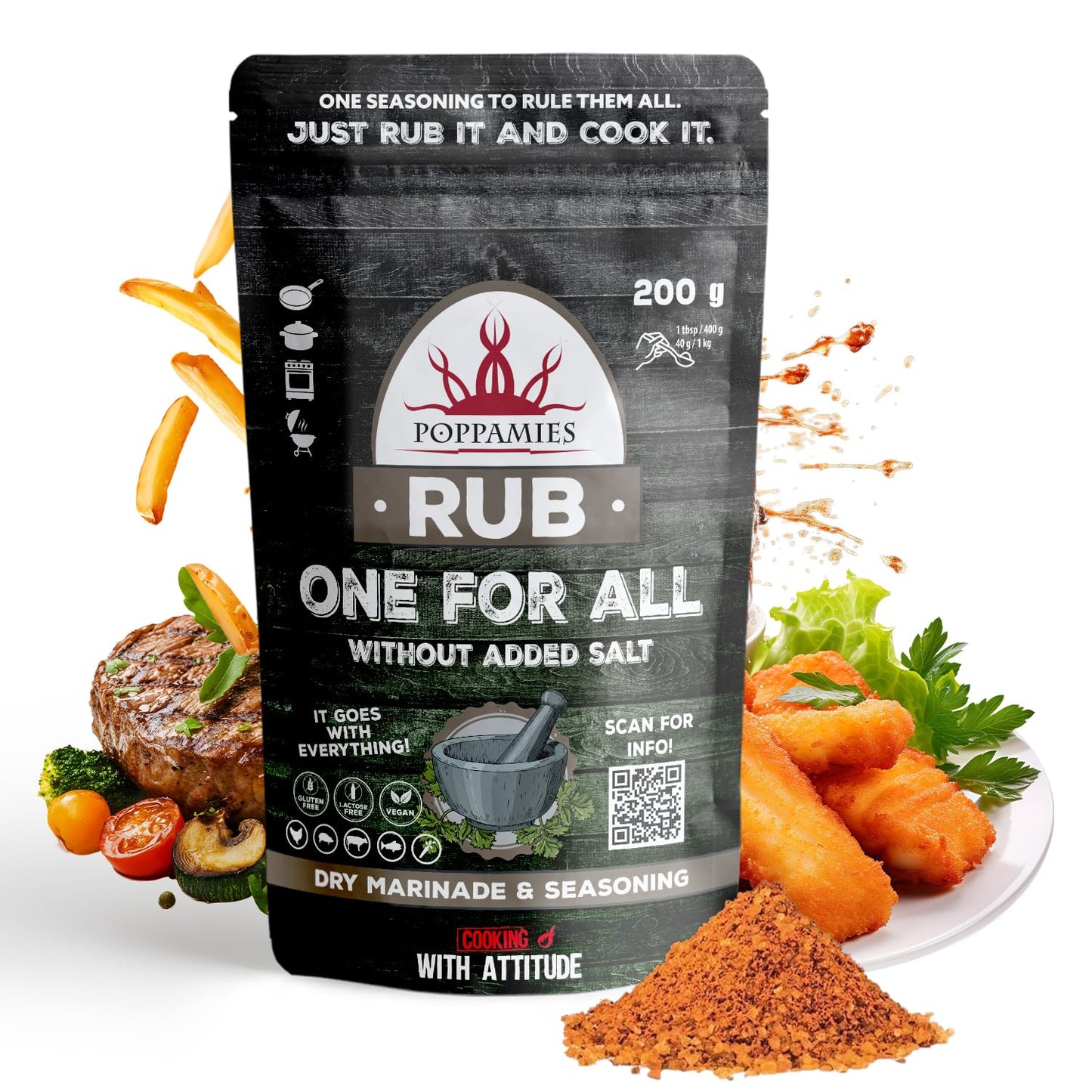 Poppamies Louisiana Cajun BBQ Rub - Assaisonnement BBQ 100% Naturel - Marinade Sèche & Épices. Particulièrement adapté pour le poulet et les fruits de mer - Idéal au Grill au Four -Grand Format (200g)