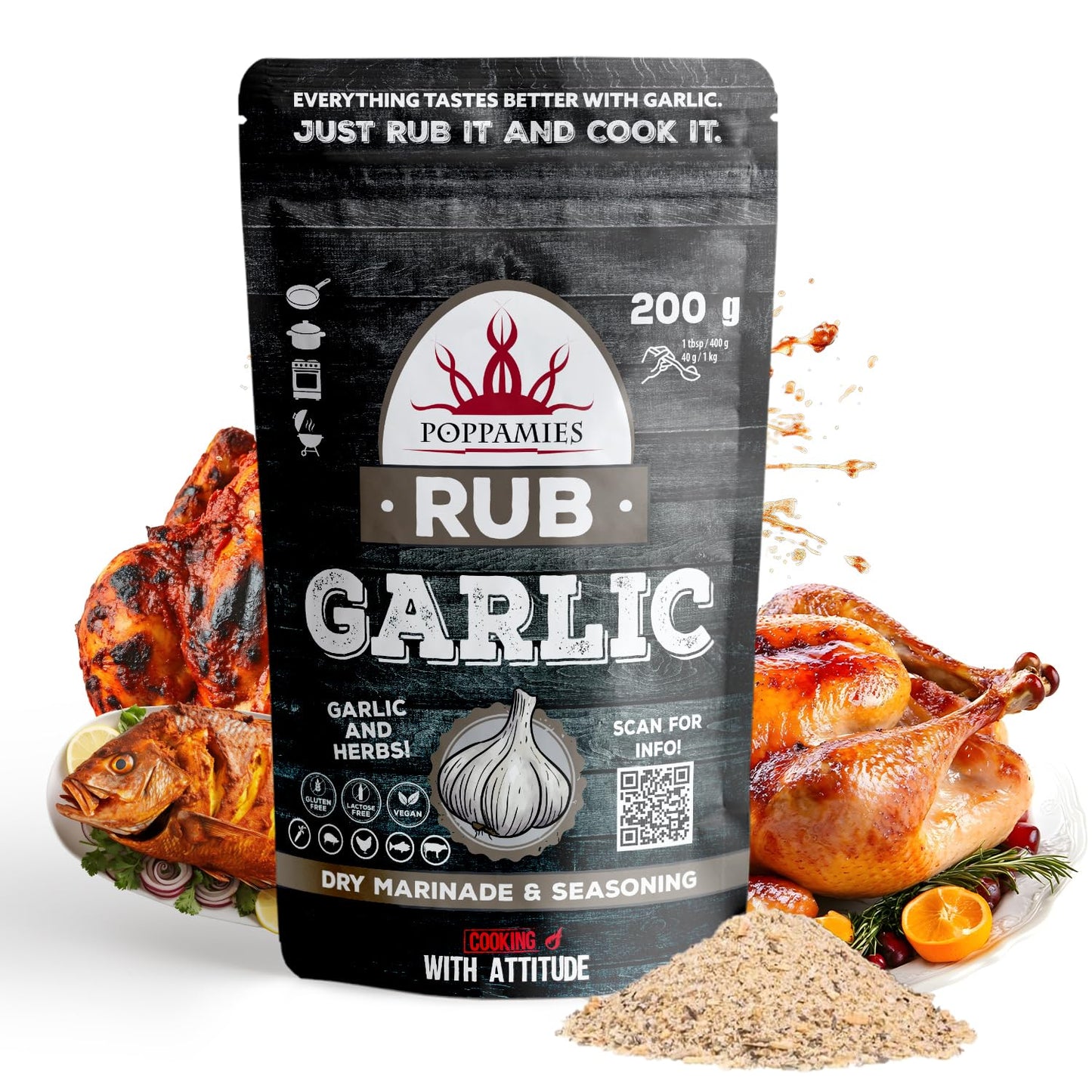 Poppamies Louisiana Cajun BBQ Rub - Assaisonnement BBQ 100% Naturel - Marinade Sèche & Épices. Particulièrement adapté pour le poulet et les fruits de mer - Idéal au Grill au Four -Grand Format (200g)