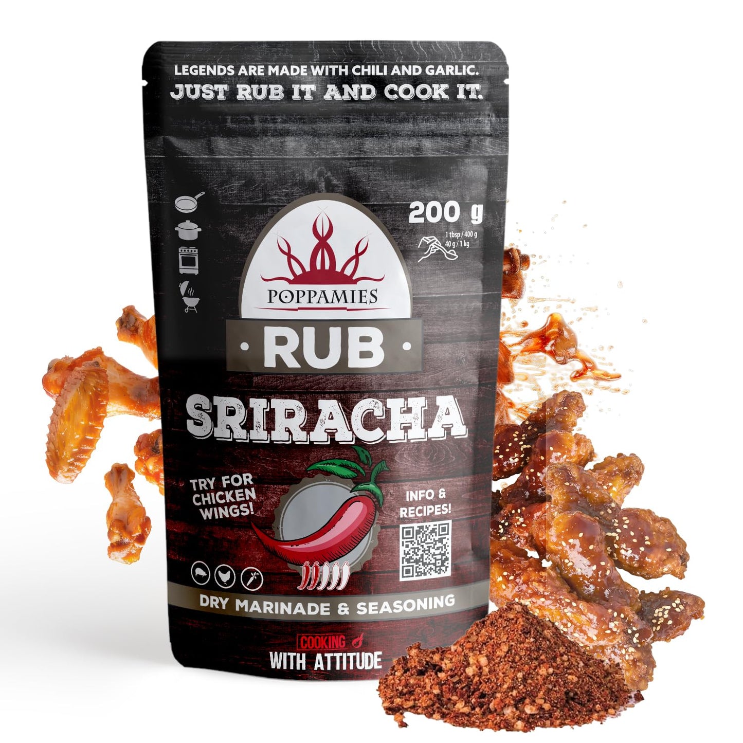 Poppamies Louisiana Cajun BBQ Rub - Assaisonnement BBQ 100% Naturel - Marinade Sèche & Épices. Particulièrement adapté pour le poulet et les fruits de mer - Idéal au Grill au Four -Grand Format (200g)