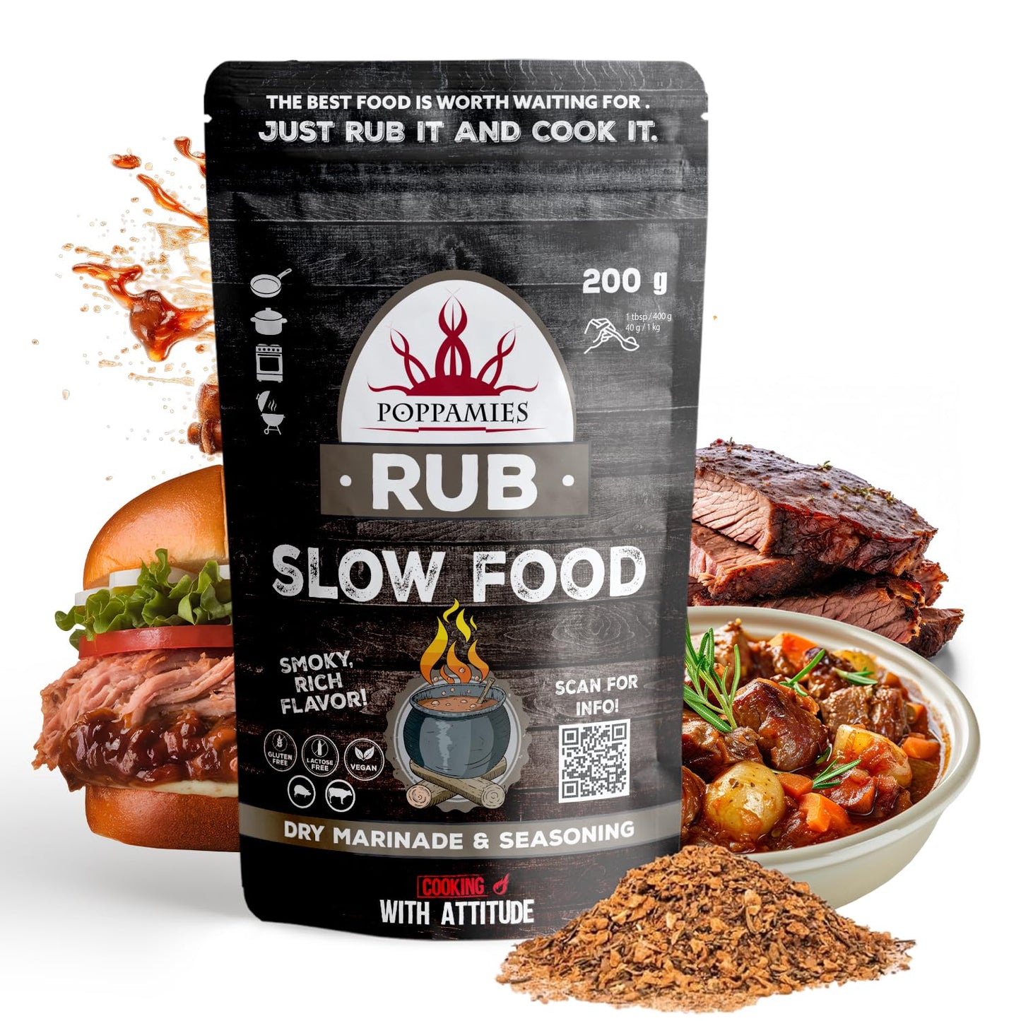 Poppamies Louisiana Cajun BBQ Rub - Assaisonnement BBQ 100% Naturel - Marinade Sèche & Épices. Particulièrement adapté pour le poulet et les fruits de mer - Idéal au Grill au Four -Grand Format (200g)