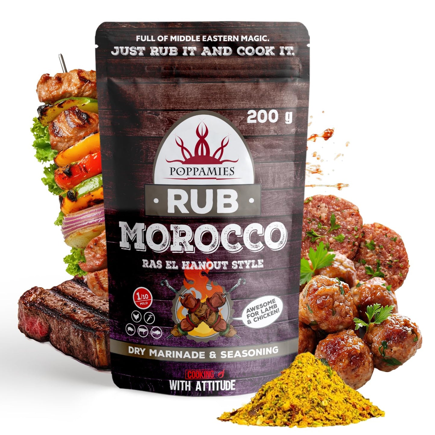 Poppamies Louisiana Cajun BBQ Rub - Assaisonnement BBQ 100% Naturel - Marinade Sèche & Épices. Particulièrement adapté pour le poulet et les fruits de mer - Idéal au Grill au Four -Grand Format (200g)