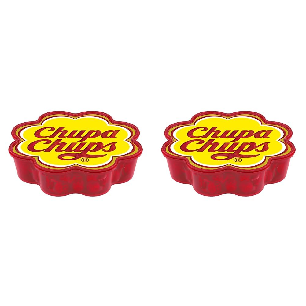 Chupa Chups - Tubo de 100 Sucettes - Parfums Choco/Vanille, Lait/Fraise, Caramel - 0 Pour cent de Matières Grasses - Idéal pour Fêtes d'Anniversaires - Boite Milky de 1,2 Kg