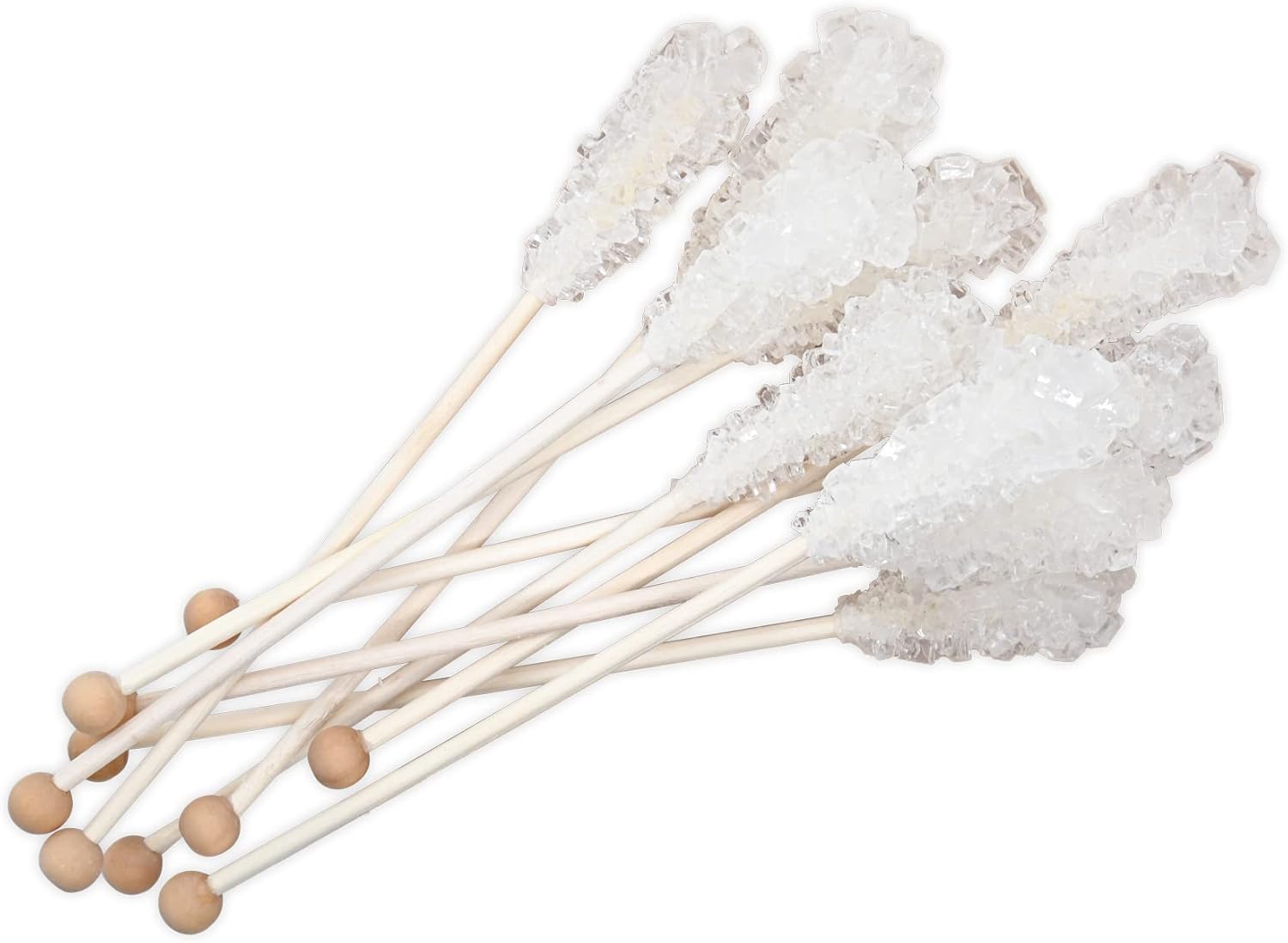 SIVIFOOD White Rock Candy Sticks Natural Pack de 25 - Bonbons de roche blanche naturelle sur un bâton pour le thé, sucre sur un bâton, bâtonnets de bonbons pour décoration, sucre cristal de Noël