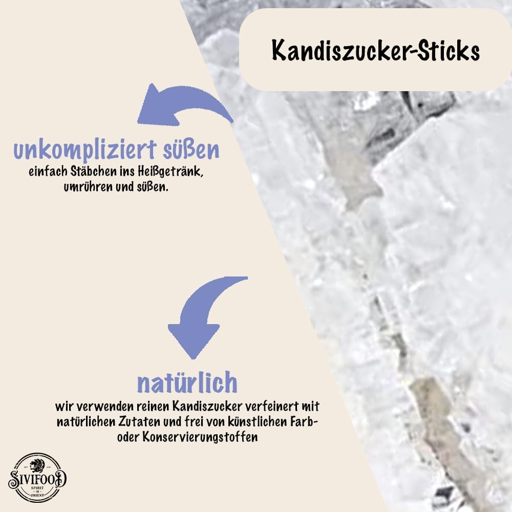SIVIFOOD White Rock Candy Sticks Natural Pack de 25 - Bonbons de roche blanche naturelle sur un bâton pour le thé, sucre sur un bâton, bâtonnets de bonbons pour décoration, sucre cristal de Noël