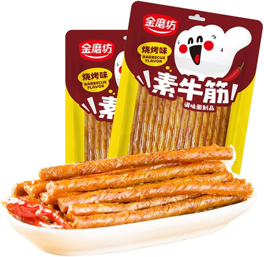 McKona Latiao - Snacks Chinois Épicés Épicé Chaud Snack En Rouleau De Tofu Épicé Délicieuses Collations Épicées Bandes Chaudes Classiques Pour Le Bureau Snack (100 G × 2 Pièces) (Saveur BBQ)