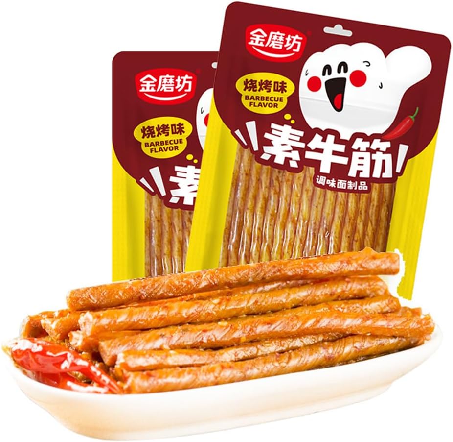 McKona Latiao - Snacks Chinois Épicés Épicé Chaud Snack En Rouleau De Tofu Épicé Délicieuses Collations Épicées Bandes Chaudes Classiques Pour Le Bureau Snack (100 G × 2 Pièces) (Saveur BBQ)