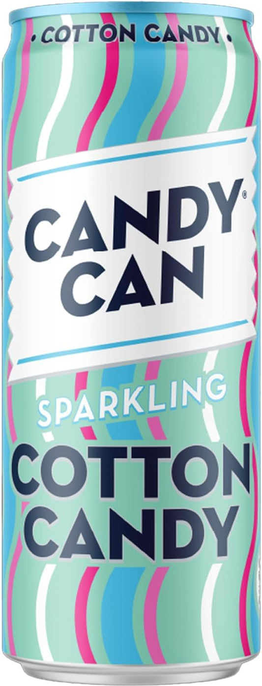 Candy Can, Cotton Candy, boisson pétillante, saveur nostalgique de soda américain, sans sucre, 1 boîte de 330 ml
