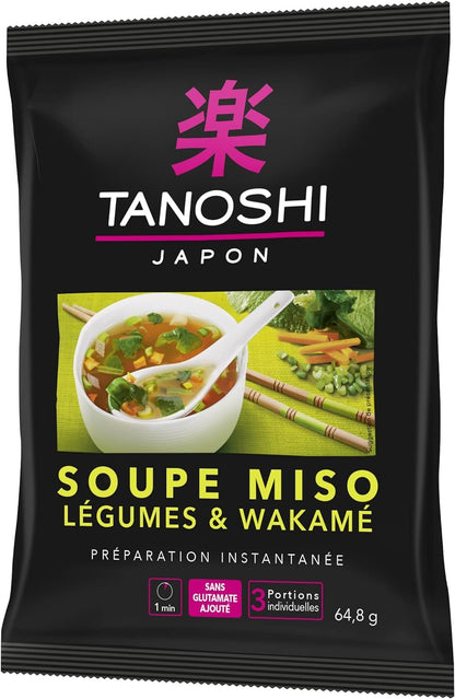 TANOSHI - Soupe Miso Tofu - Soupe Instantanée - 3 Personnes - Sans Glutamate Ajouté - 60, 9 g
