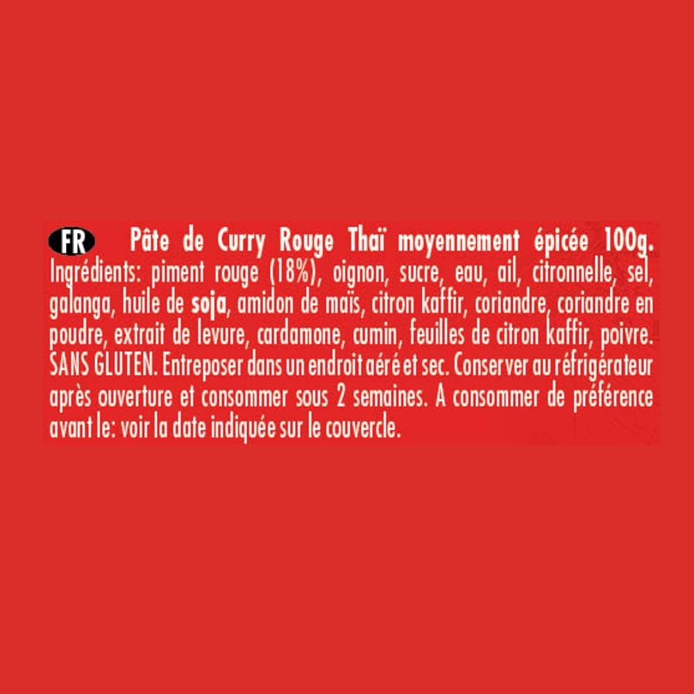 AYAM Pâte de Curry Rouge | 100% Ingrédients Naturels | Saveurs Authentiques | Facile à cuisiner | Thaï | Alimentation Saine | Sans Gluten, Lactose et Conservateurs - 100g