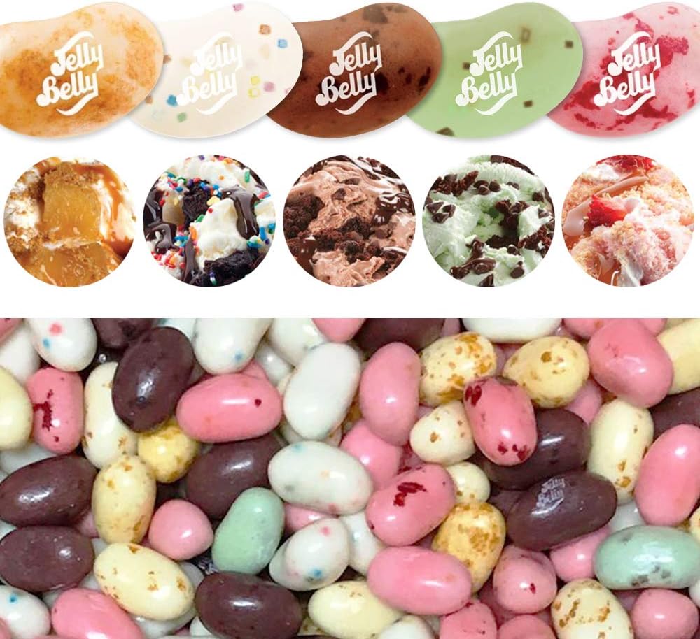 Jelly Belly Jelly Beans – Bonbons sans gluten, sans produits laitiers et sans graisse – 70 g de nourriture pour enfants (mélange de crème glacée)