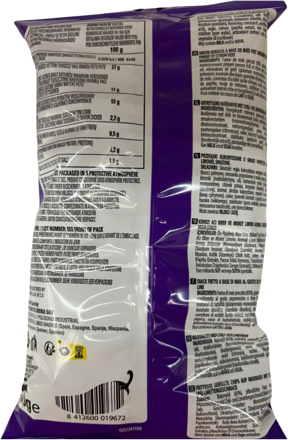 TAKIS - Chilli Corn & Lime Fuego Snack - 100g (Lot de 1)