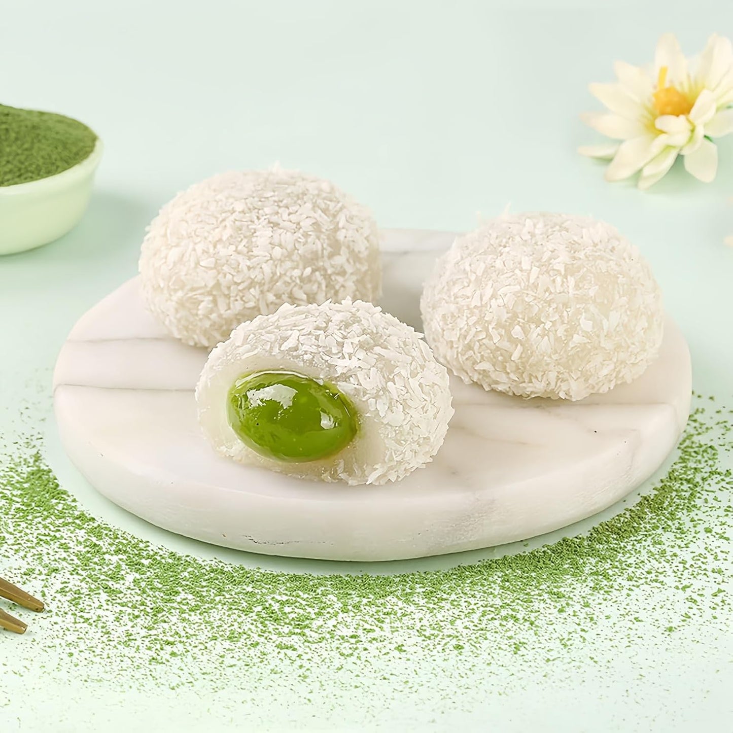 WSYLS Sandwich Mochi Set Gâteau de riz chinois Dessert asiatique délicieux Dessert moelleux et gluant 120G (Matcha)