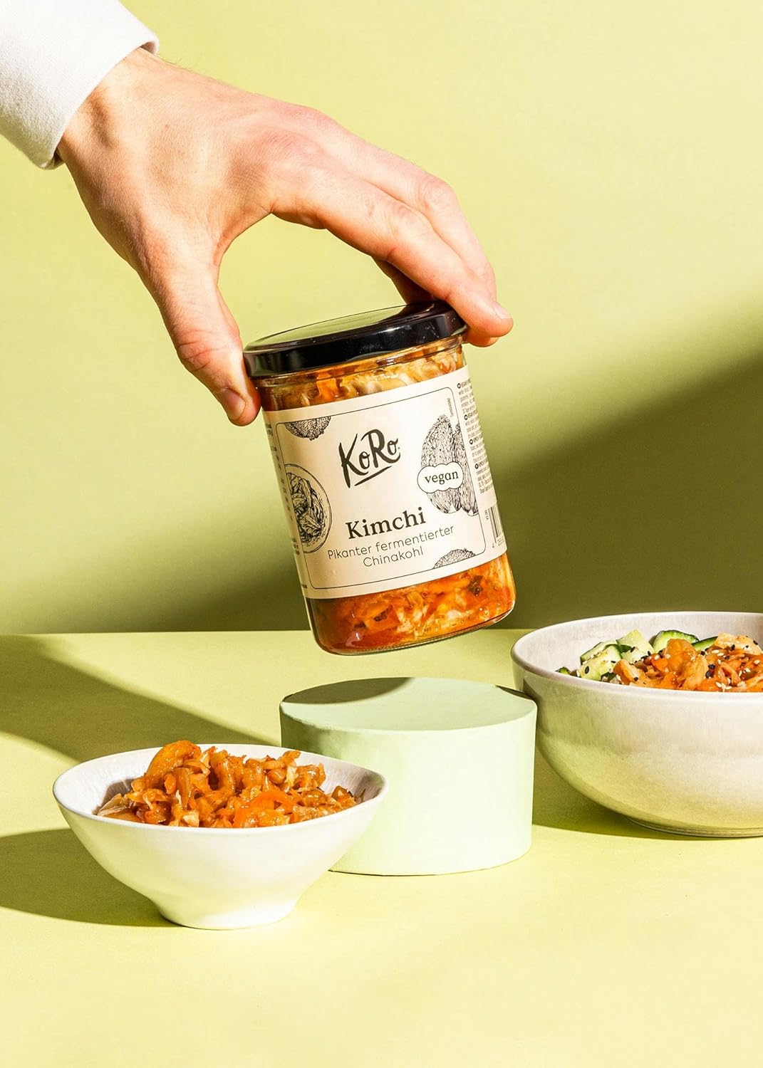 KoRo - Kimchi vegan 350 g - À base de chou chinois fermenté - Avec piment, ail et gingembre - Vegan