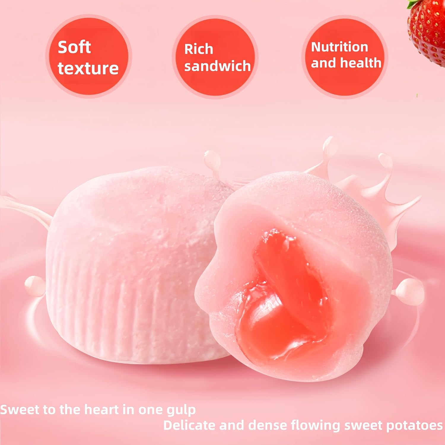 MKSDDF - Pâtisserie chinoise Mochi fondu Mochi Lava Mochi Bonbons Mochi Bonbons Collations chinoises Snacks asiatiques Nourriture asiatique Mochi Bonbons à la lave chinoise Bonbons sans gluten 150 g
