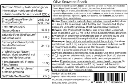Daechun (Choi's1) Snack aux algues (lot de 20) Poudre de thé vert au sel de mer original Produit de Corée