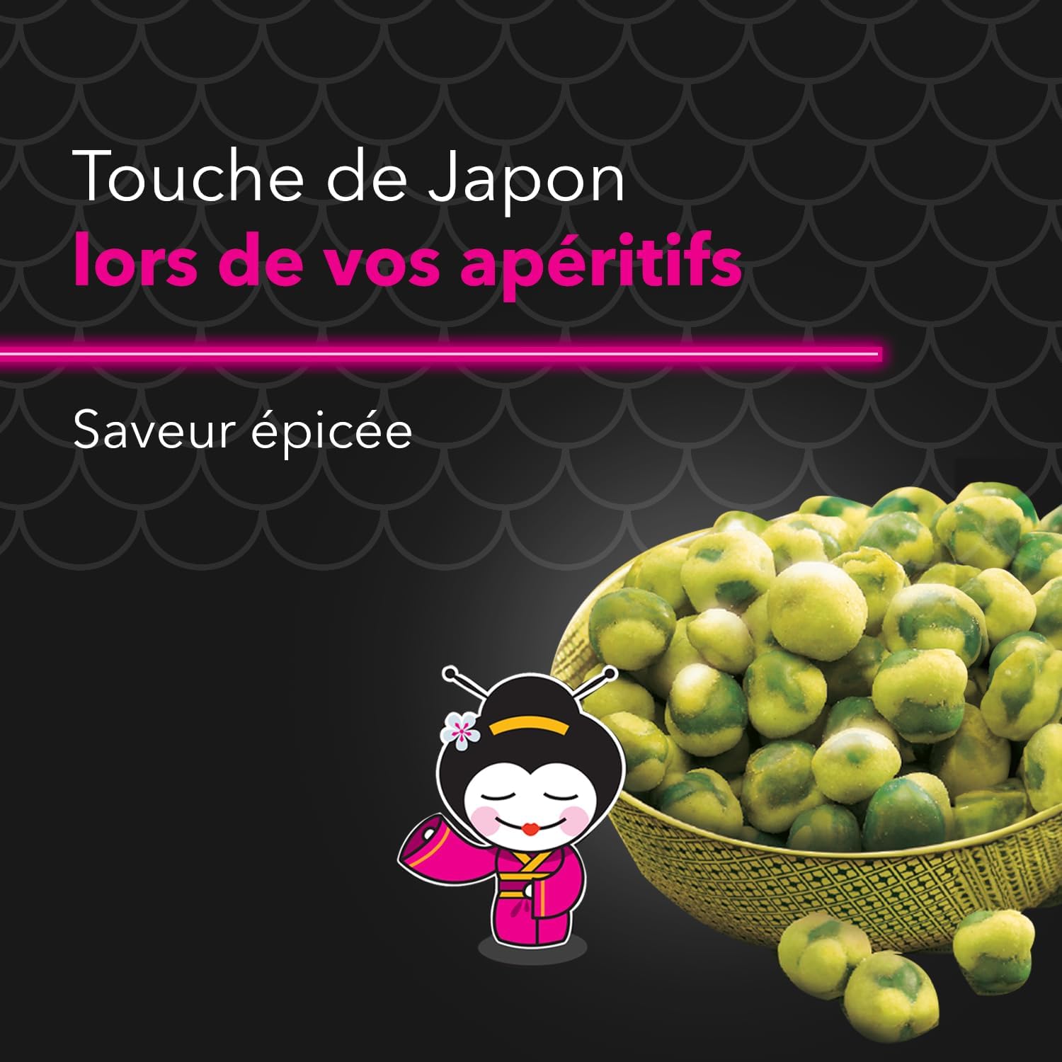 TANOSHI - Pois Wasabi - Apéritif Japonais - Goût Piquant - Sans Glutamate Ajouté - Paquet de 100 g