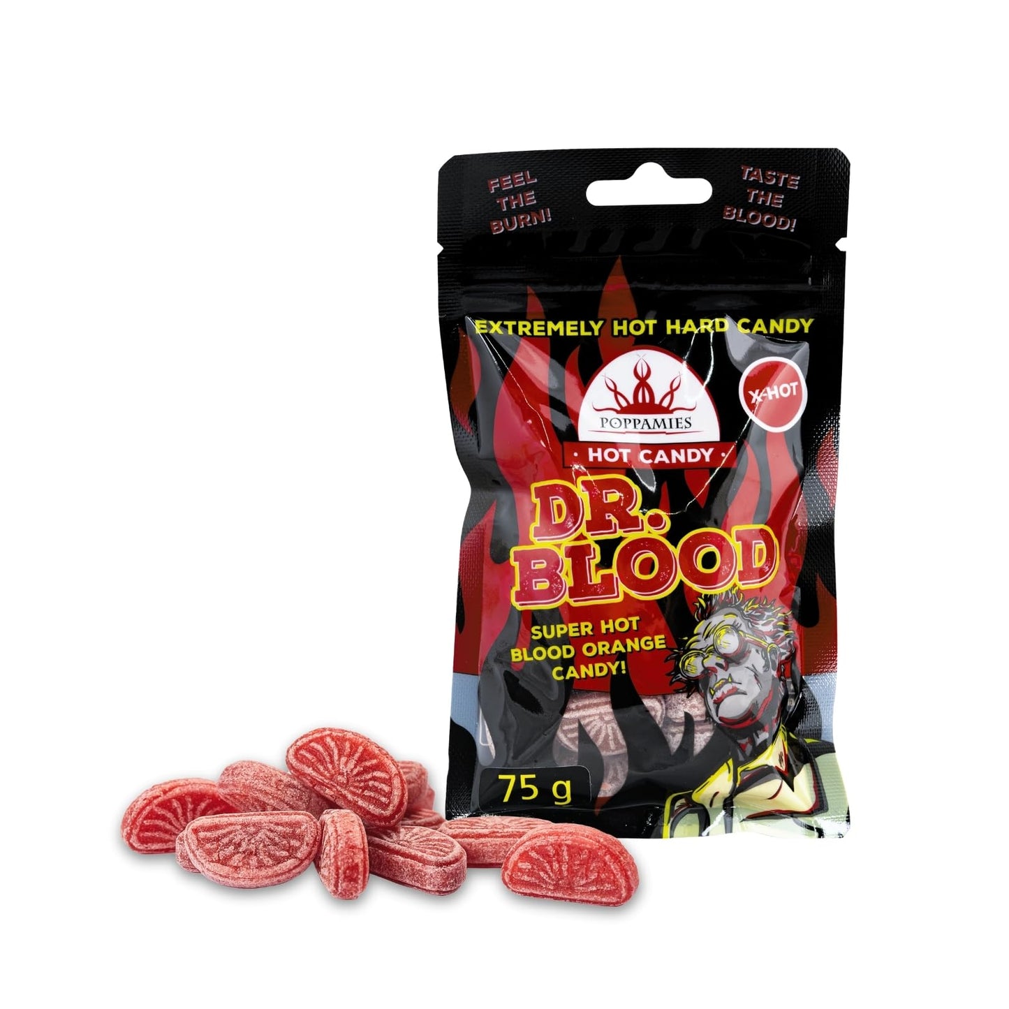 Bonbons Gommeux Épicés Poppamies NapalmiNalle Chili et Fruits - Sans Gluten Sans Lactose Végan - Pas pour les enfants ni pour les farces d'Halloween - Piquant : 4/10 - Taille : 125g