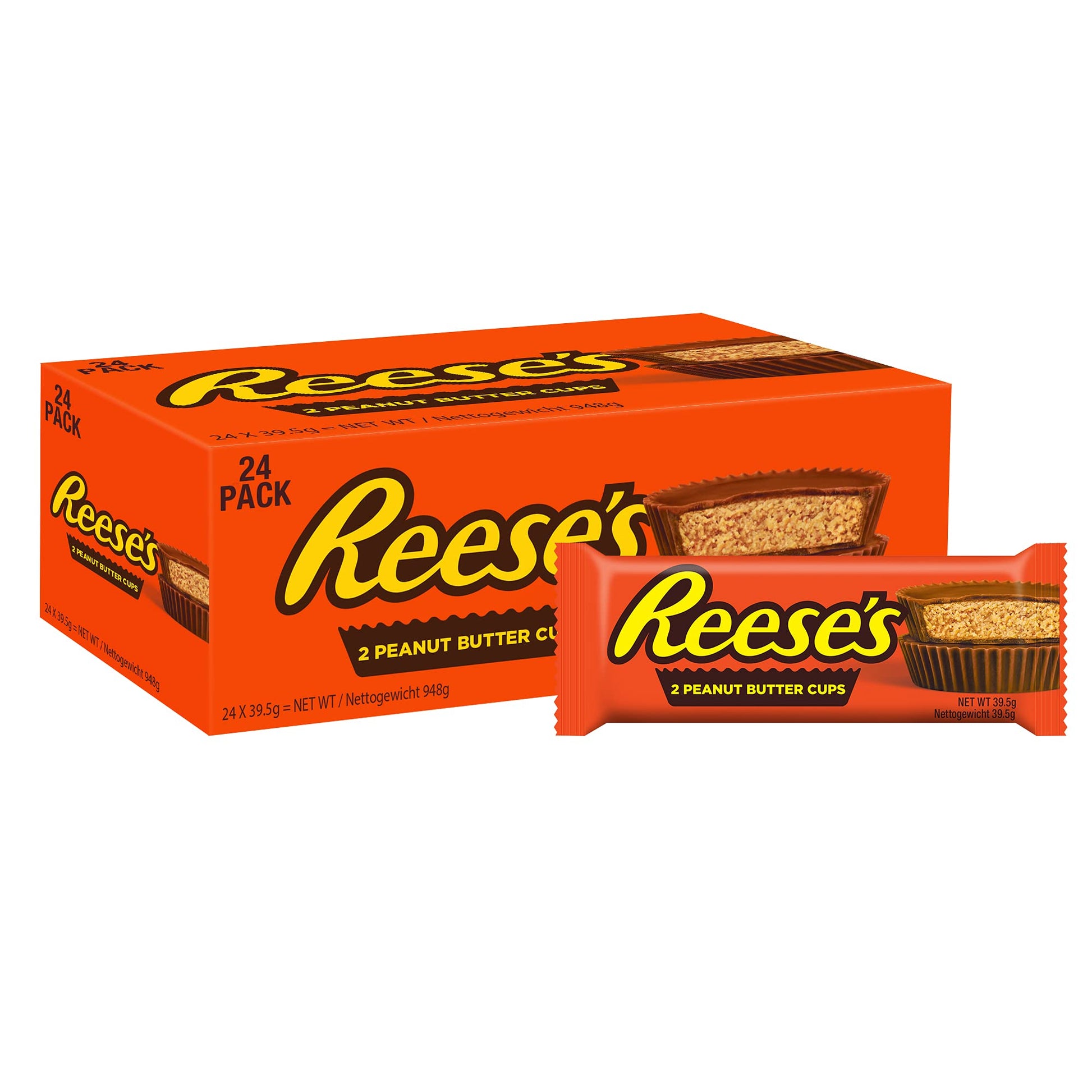 REESE'S- Boite de 10 sachets de 90gr de bouchées de chocolat au lait fourrées au beurre de cacahuètes