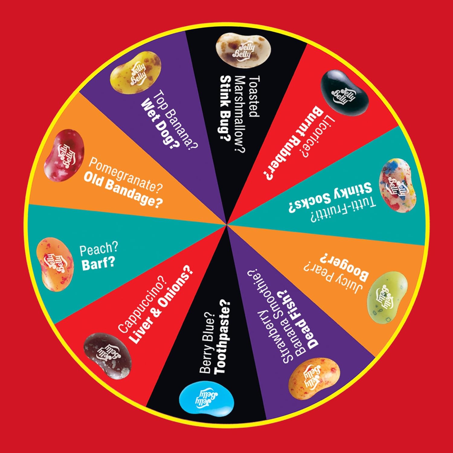 Jelly Belly Bean Boozled 100g avec roue – Bonbon americain - Défi goûts bizarres – Jelly Beans Challenge – Jeu Amusant & Extrême – Idéal pour Soirées, EVG/EVJF & Fêtes