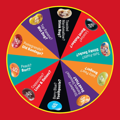 Jelly Belly Bean Boozled 100g avec roue – Bonbon americain - Défi goûts bizarres – Jelly Beans Challenge – Jeu Amusant & Extrême – Idéal pour Soirées, EVG/EVJF & Fêtes
