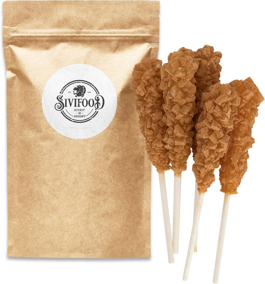 SIVIFOOD Rock Candy Sticks avec Cannelle Paquet de 10 - Bâtonnets de Bonbons Dorés sur Bâton pour Thé Cannelle Sucre sur Bâton Bâtonnets de Bonbons à Café à Offrir en Cadeau Bâtonnets de Décoration