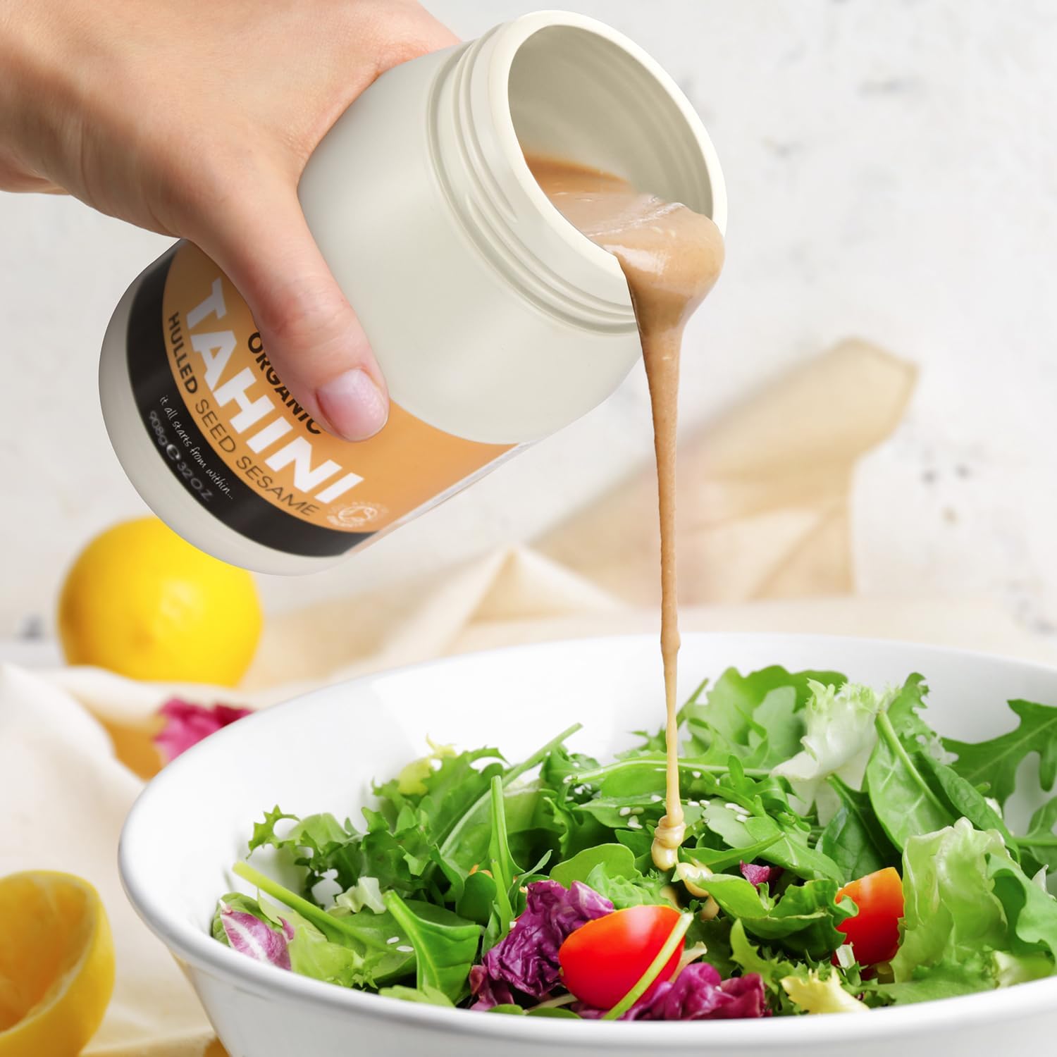 Tahini 100% biologique Pipkin 908g - Graines de sésame éthiopien grillées et pressées - Entièrement naturel, kascher, végétarien, et sans OGM