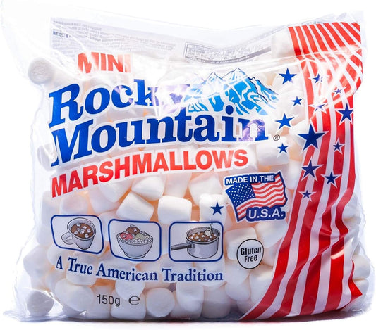 Rocky Mountain Marshmallows Mini 3x150g, bonbons américains traditionnels à rôtir sur le feu de camp, à griller ou à cuire au four, 3x150g