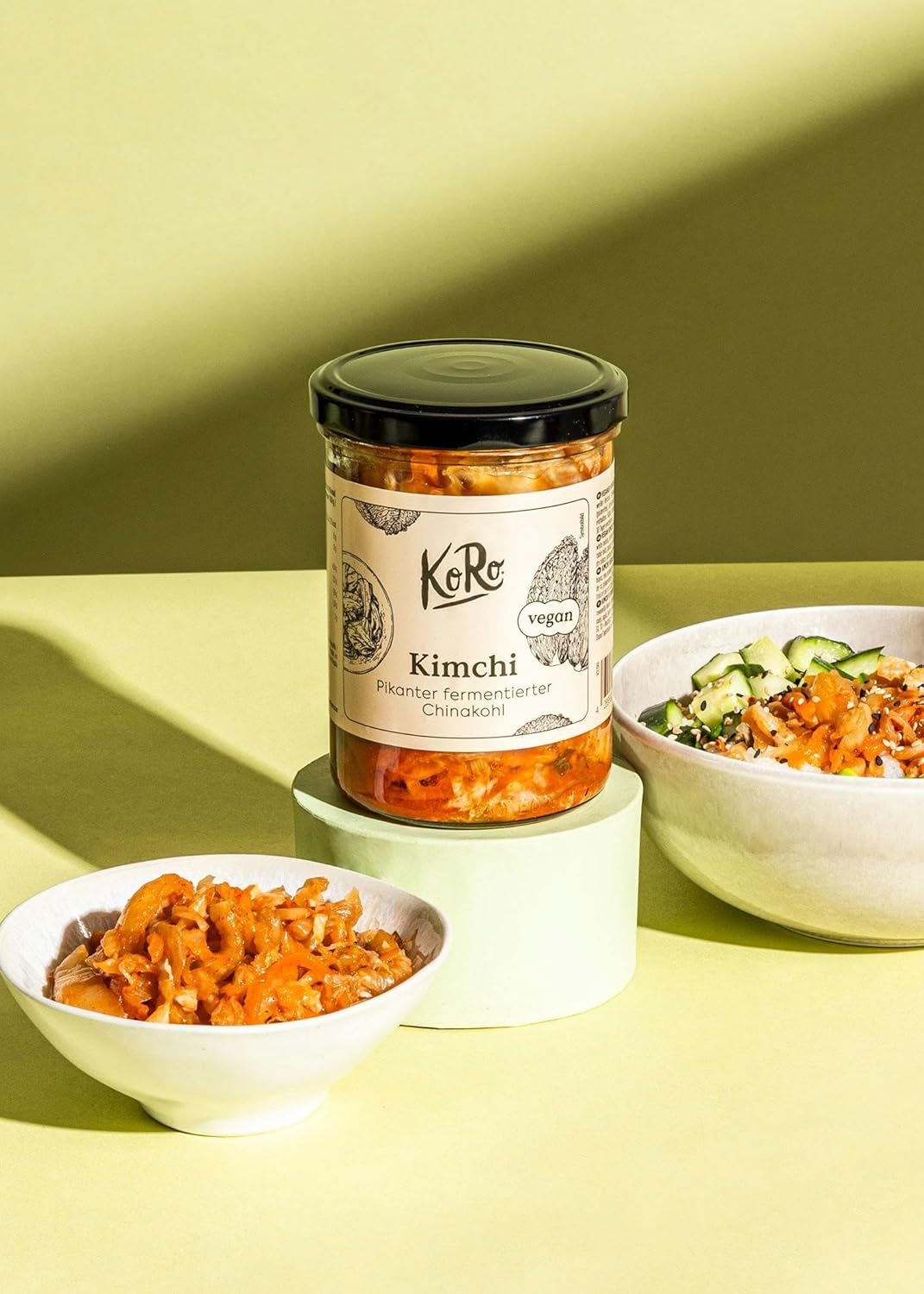 KoRo - Kimchi vegan 350 g - À base de chou chinois fermenté - Avec piment, ail et gingembre - Vegan
