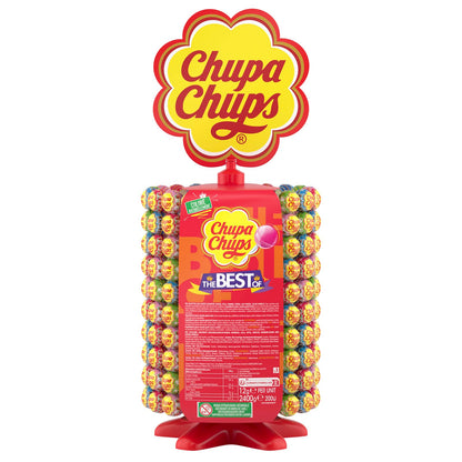 Chupa Chups - Tubo de 100 Sucettes - Parfums Choco/Vanille, Lait/Fraise, Caramel - 0 Pour cent de Matières Grasses - Idéal pour Fêtes d'Anniversaires - Boite Milky de 1,2 Kg
