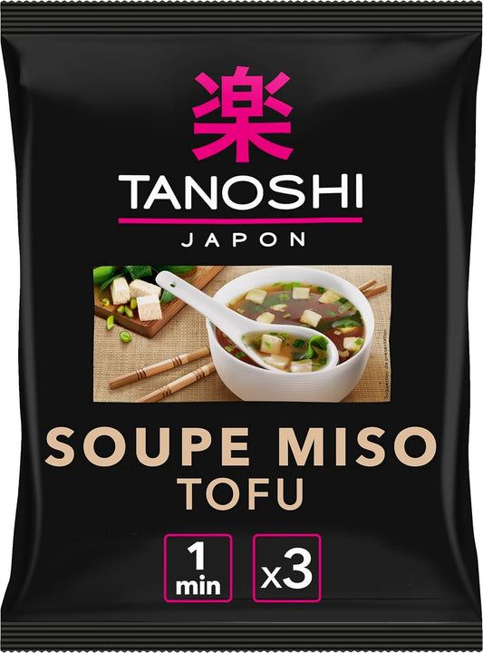 TANOSHI - Soupe Miso Tofu - Soupe Instantanée - 3 Personnes - Sans Glutamate Ajouté - 60, 9 g