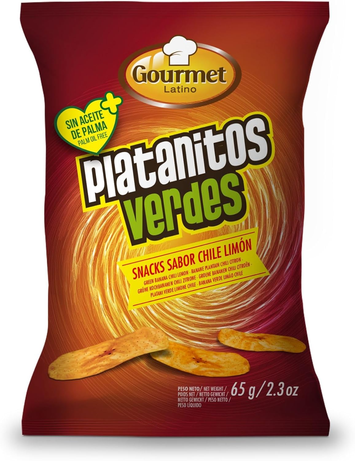 Bananes vertes - 65 g - Saveur épicée de citron vert du Chili - Sans huile de palme -Parfait pour grignoter - Fabriqué à partir de bananes plantain et d’huile de tournesol - Cuisine latino-américaine