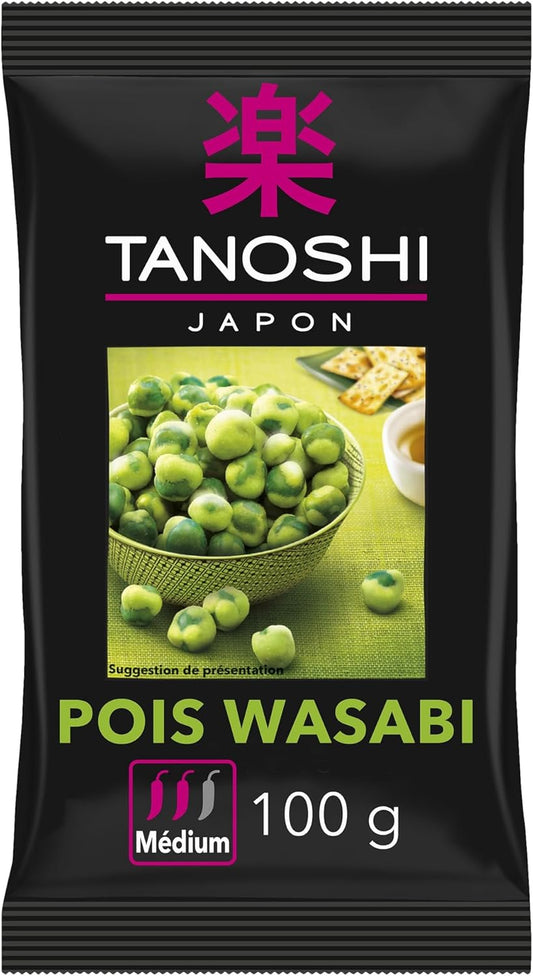 TANOSHI - Pois Wasabi - Apéritif Japonais - Goût Piquant - Sans Glutamate Ajouté - Paquet de 100 g