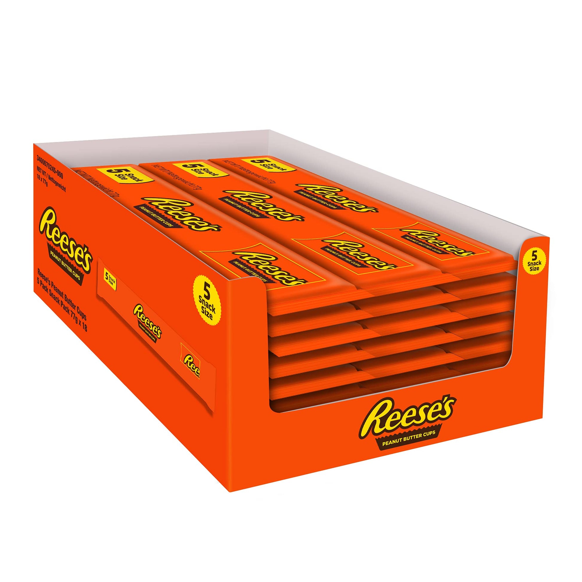 REESE'S- Boite de 10 sachets de 90gr de bouchées de chocolat au lait fourrées au beurre de cacahuètes