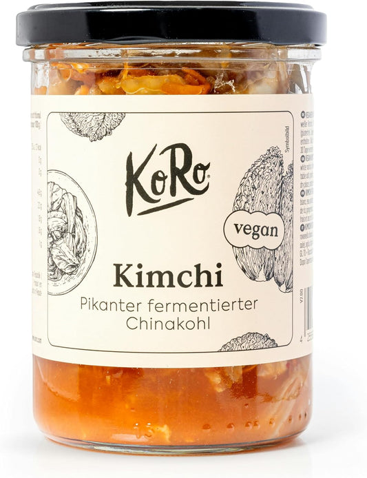 KoRo - Kimchi vegan 350 g - À base de chou chinois fermenté - Avec piment, ail et gingembre - Vegan