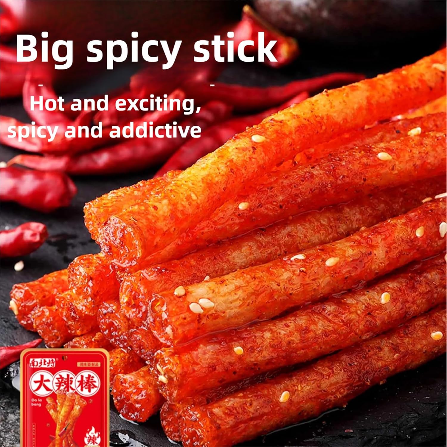 BaiLiSnacky De Bandes Épicées Latiao 68g*2Pcs Bâtons Épicés Chinois Collations Asiatiques Snacks Épicés Super Spicy Épicé & Savoureux Végétarien (petit gluten)