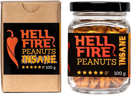 I LOVE SPICY Hellfire Peanuts Insane 100g Carolina Reaper Cacahuètes Super Épicées Snacks Salés; Piquant 5/5