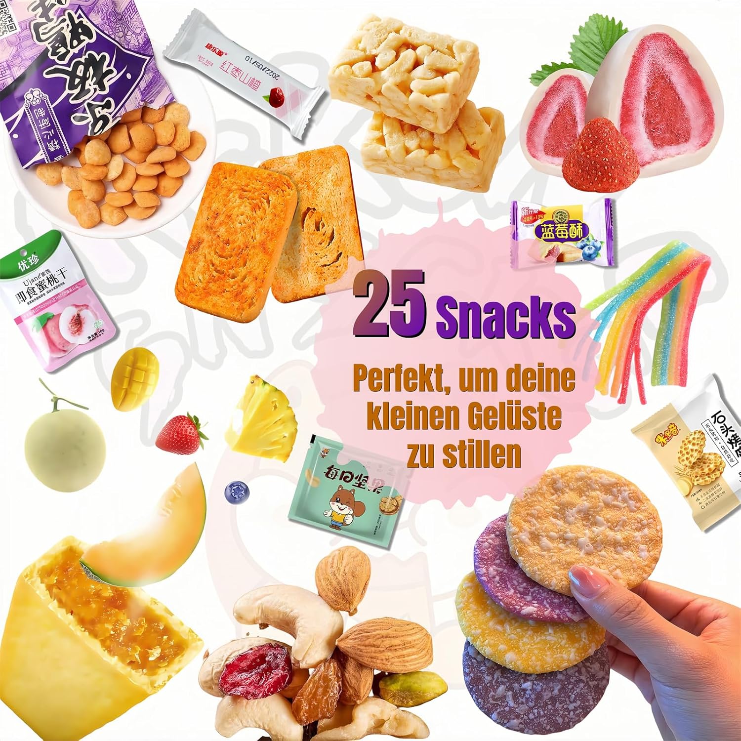 McKona-Coffret Cadeau XXL De 25 Snacks Et Bonbons Chinois - Sélection De Biscuits, Chocolats Et Sucreries - Inclus Guide Culturel - Voyage Gourmand Autour Du Monde - Idée Cadeau Originale