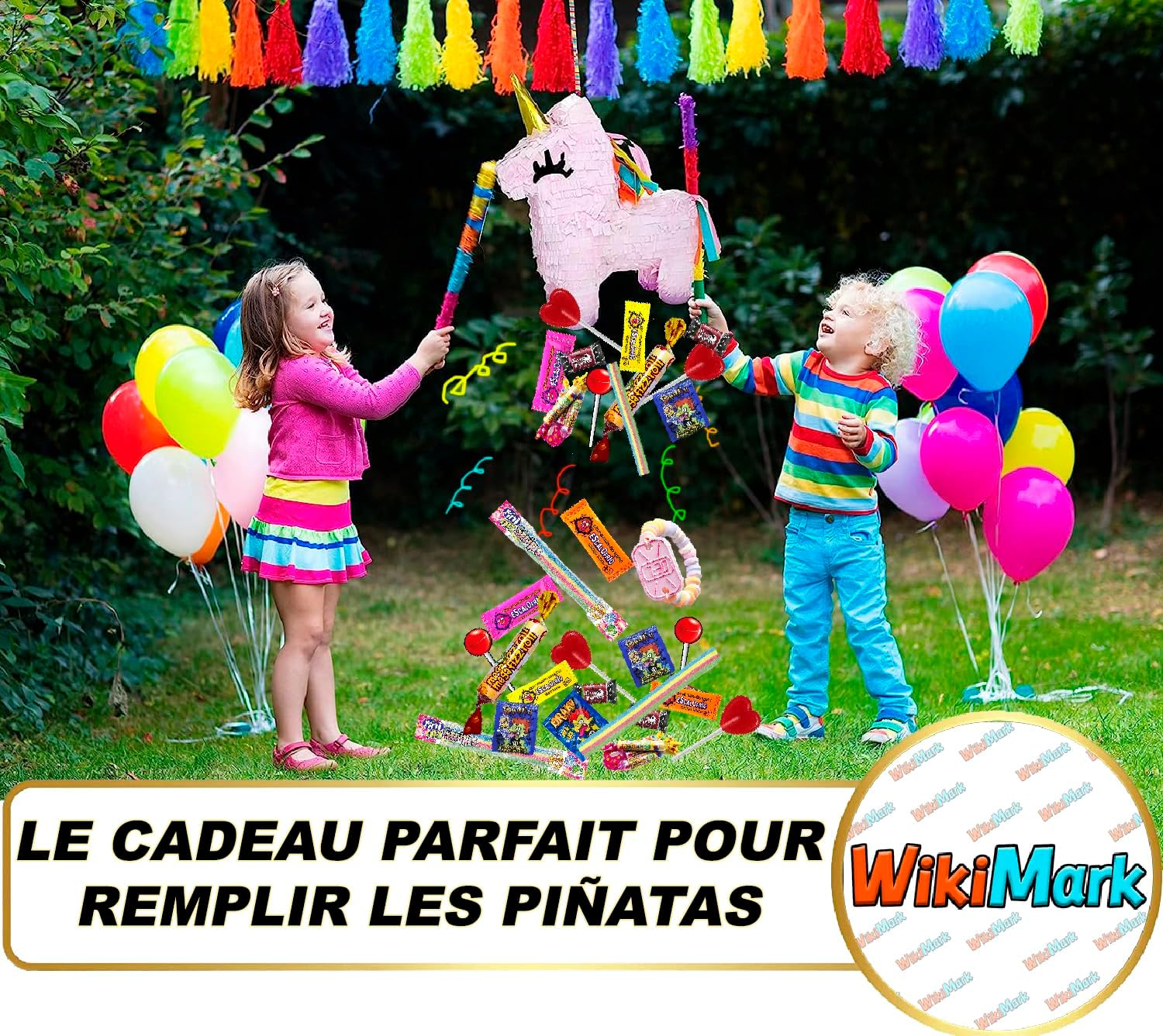 Mega Box 110 friandises remplies de pinata sans allergène, friandises et bonbons – Parfait pour les anniversaires, fêtes, Noël, Halloween. Sans gluten et sans lait. Comprend des langues de fraise.