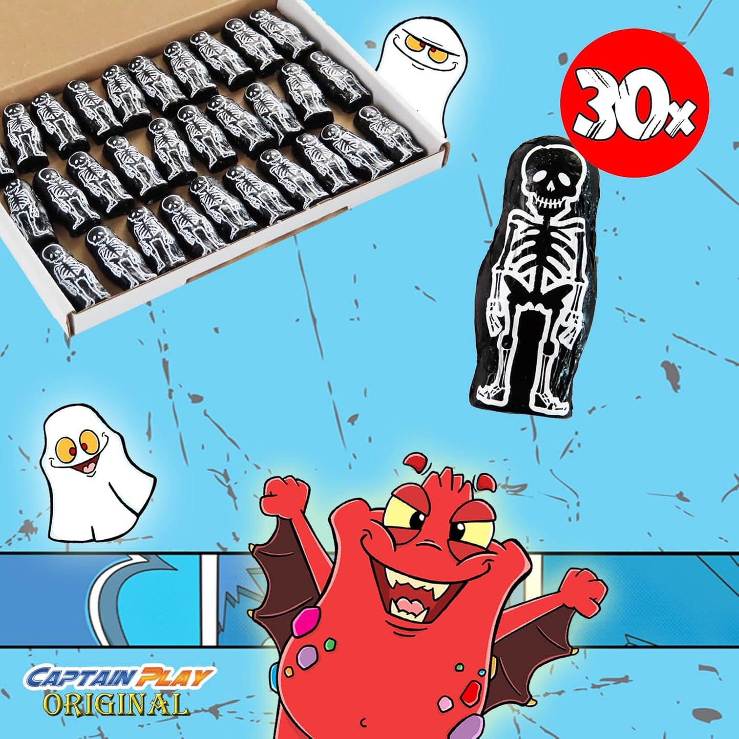 Halloween Decoration Interieur, 30 Squelettes en Chocolat, 210g en emballage individuel