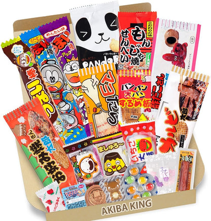 Trial Japonais Candy Dagashi Boîte 20 pcs Umaibo Snack Gumi pomme de terre Chip Kitty chocolat w / AKIBA KING Autocollant