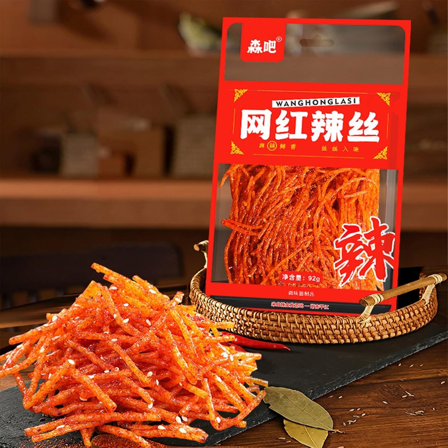 BaiLiSnacky Bâtonnets latiao – Snack Authentique Chinois | Végétarien | Épicé & Savoureux (92g*4 paquets)