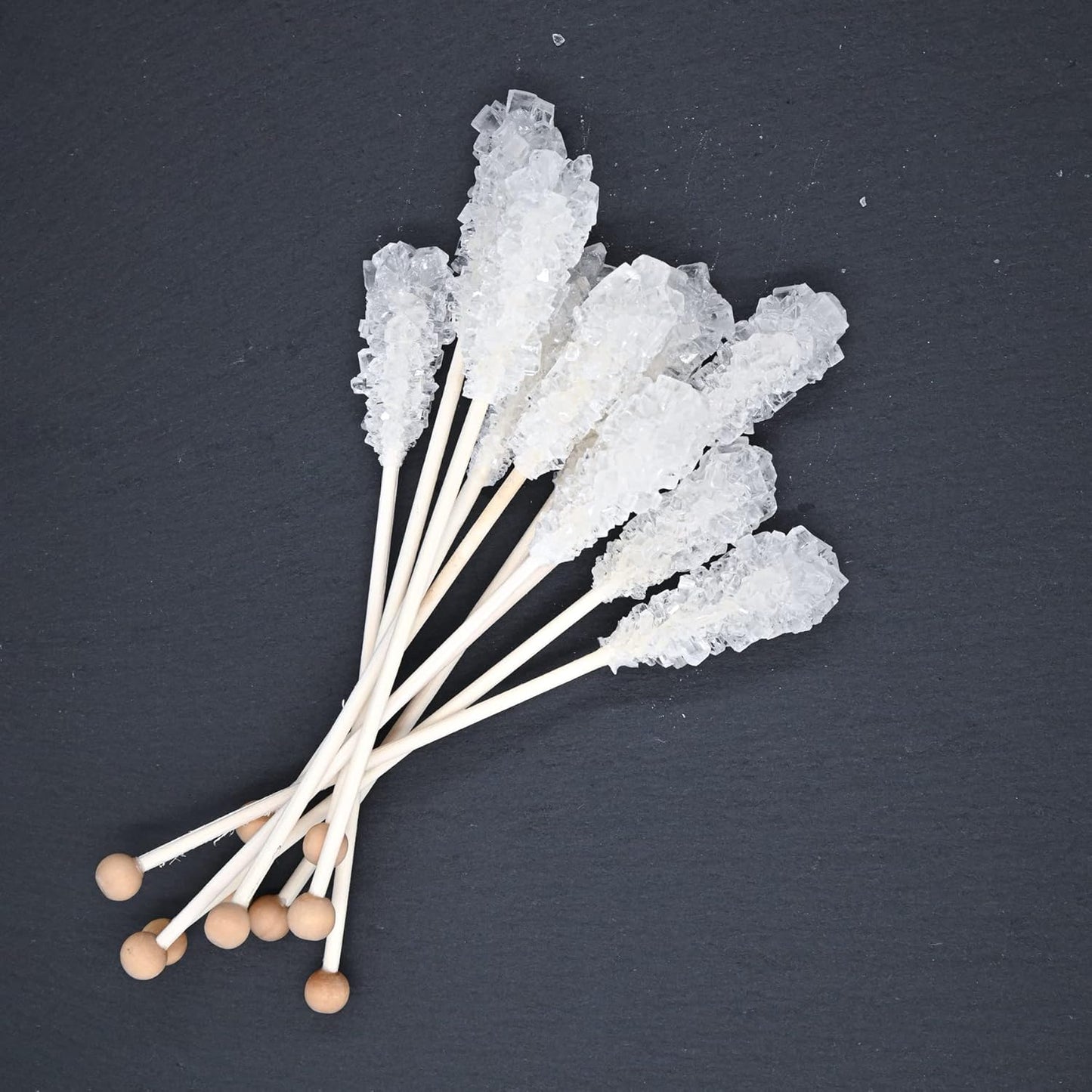 SIVIFOOD White Rock Candy Sticks Natural Pack de 25 - Bonbons de roche blanche naturelle sur un bâton pour le thé, sucre sur un bâton, bâtonnets de bonbons pour décoration, sucre cristal de Noël