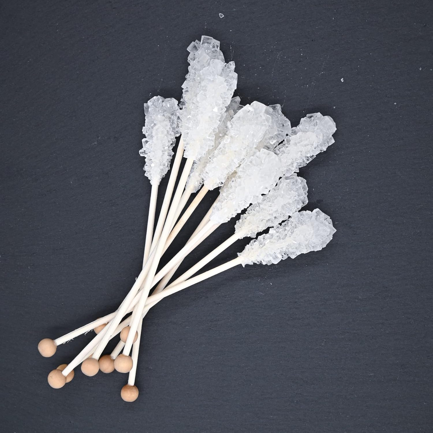 SIVIFOOD White Rock Candy Sticks Natural Pack de 25 - Bonbons de roche blanche naturelle sur un bâton pour le thé, sucre sur un bâton, bâtonnets de bonbons pour décoration, sucre cristal de Noël