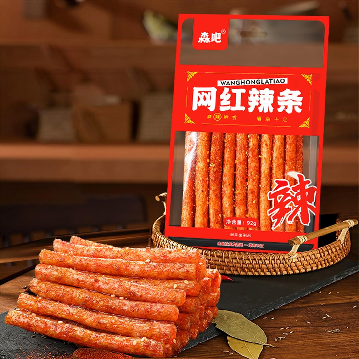 BaiLiSnacky Bâtonnets latiao – Snack Authentique Chinois | Végétarien | Épicé & Savoureux (92g*4 paquets)