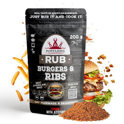 Poppamies Louisiana Cajun BBQ Rub - Assaisonnement BBQ 100% Naturel - Marinade Sèche & Épices. Particulièrement adapté pour le poulet et les fruits de mer - Idéal au Grill au Four -Grand Format (200g)