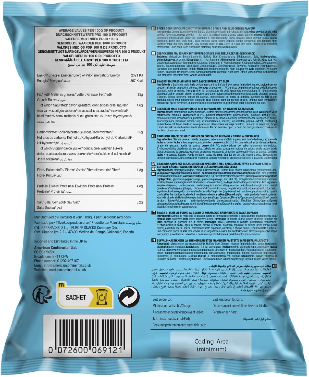 HERR'S - Feuilletés au fromage Buffalo et bleu - 1 X 113 GR